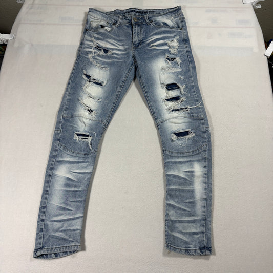 Skinny Arc Jeans Mens 30x30 Light Wash Distressed Ripped Supreme Flex Denim
