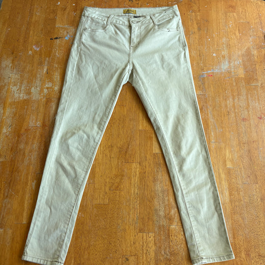 Harley Womens Cream Skinny Jeans Size 9 Stretch Denim Casual Neutral Pants
