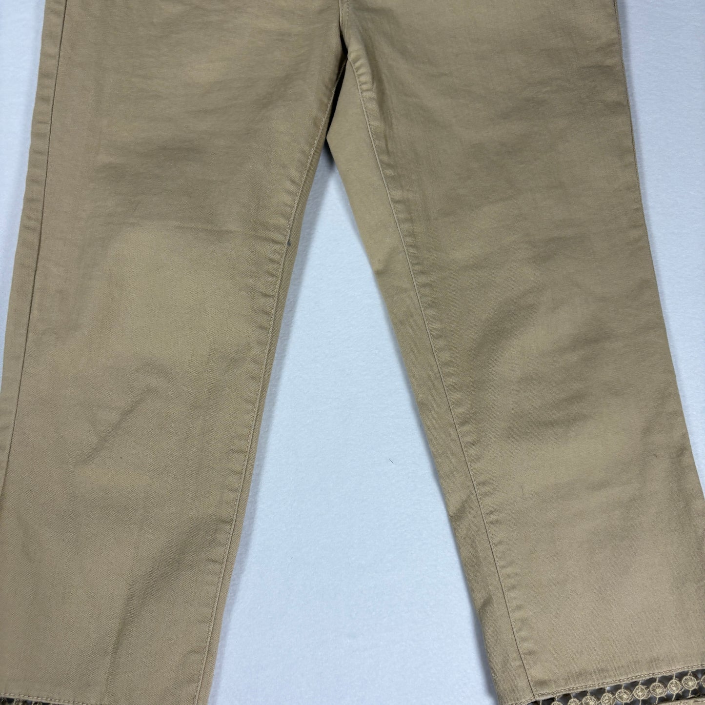 DG2 Jeans Women’s Khaki Crop Pants Lace Hem Stretch Casual Denim Size 8T