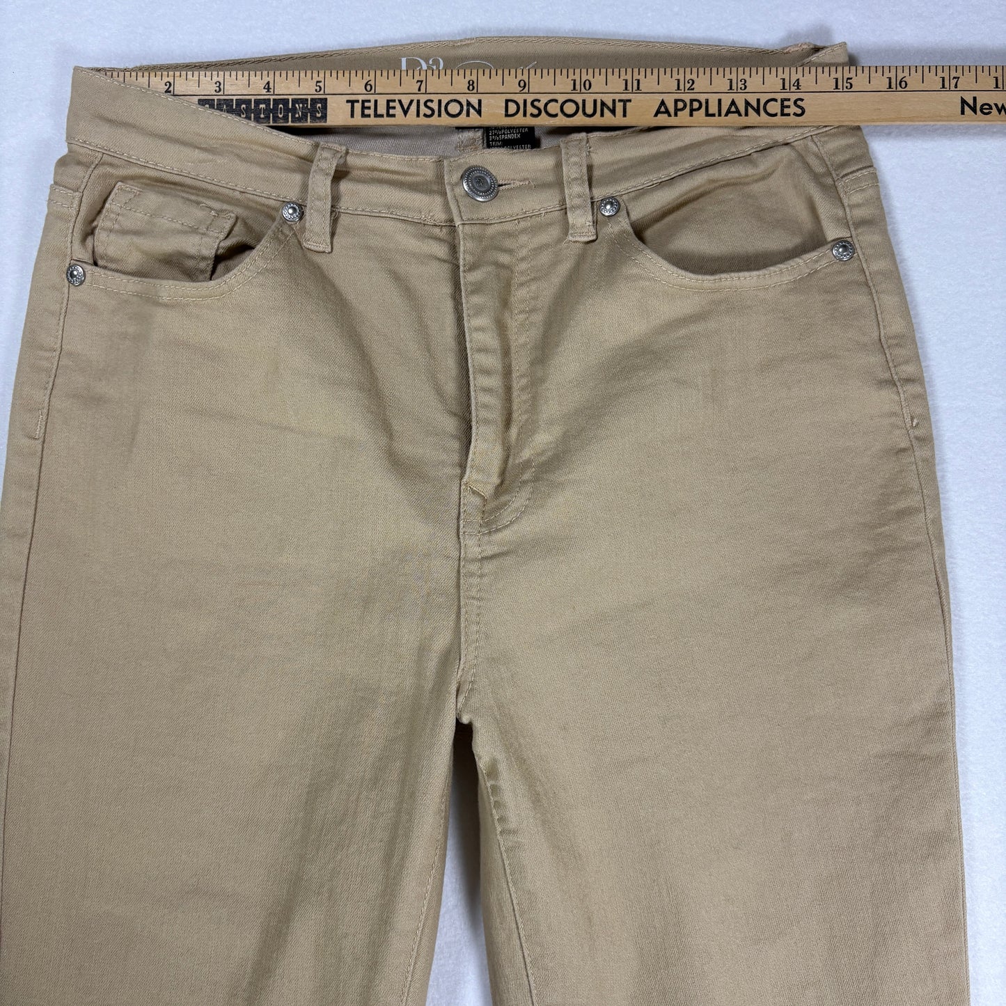 DG2 Jeans Women’s Khaki Crop Pants Lace Hem Stretch Casual Denim Size 8T