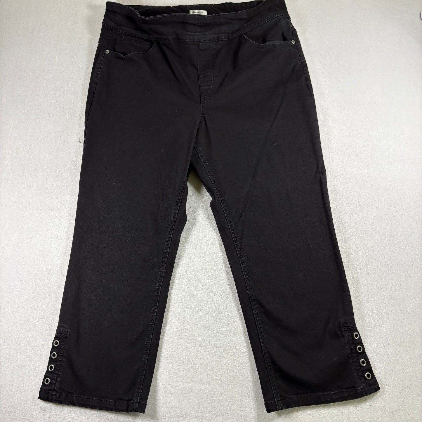 Westbound Womens Black Capri Pants Size 16 Plus Grommet Hem Stretch Y2K Grunge