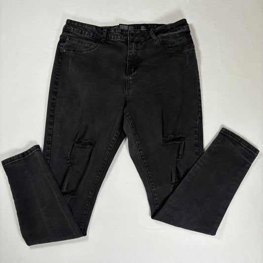 Chico’s Jeans Women’s Harley High Rise Skinny Black Distressed Denim Size 16S