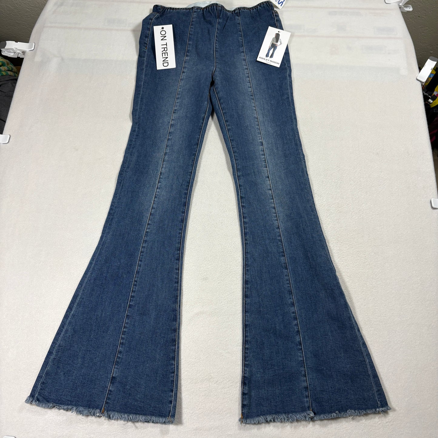 Ashley Mason Jeans Womens 5 Blue High Rise Flare Bell Bottom Stretch Denim NWT