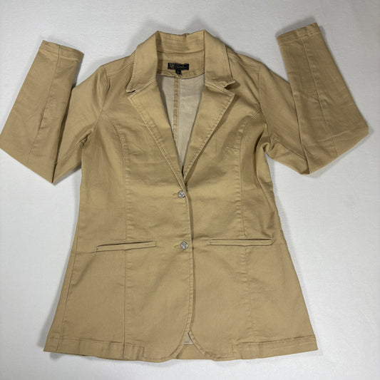 DG2 Blazer Women’s Khaki Beige Casual Stretch Jacket 2 Button Career Coat S