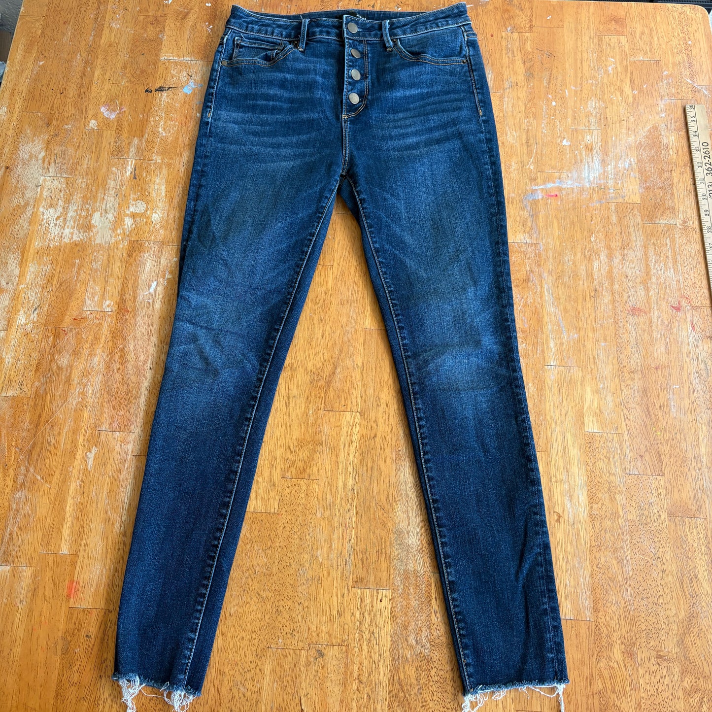 Aqua Denim Jeans Womens 27 High Rise Skinny Button Fly Frayed Hem Blue Y2K 90s X