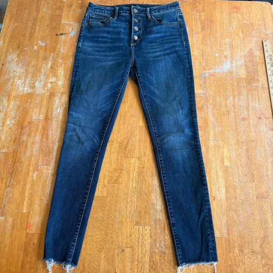 Aqua Denim Jeans Womens 27 High Rise Skinny Button Fly Frayed Hem Blue Y2K 90s X