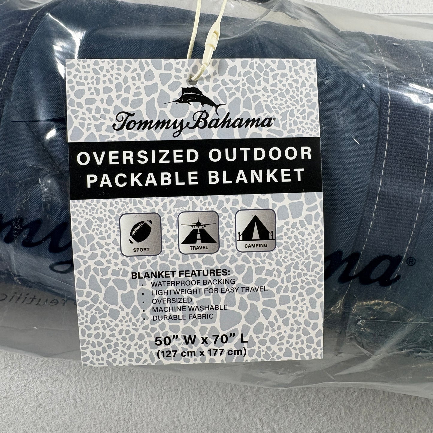 Tommy Bahama Oversized Outdoor Packable Blanket 50x70 Waterproof Camping Travel