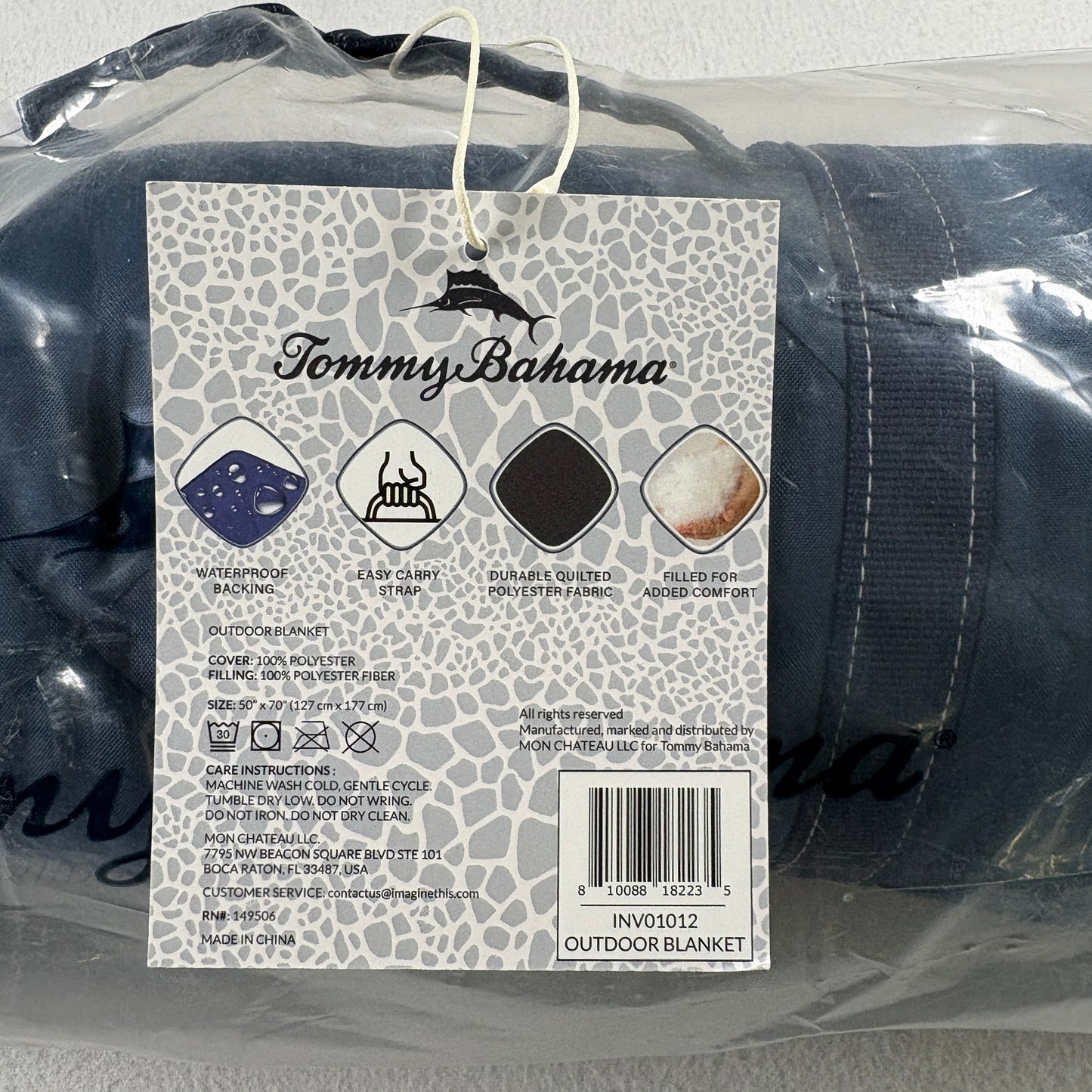 Tommy Bahama Oversized Outdoor Packable Blanket 50x70 Waterproof Camping Travel