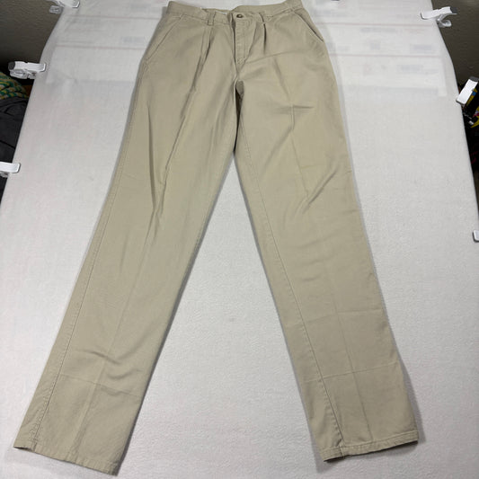 Calvin Klein Mens Khaki Chino Pants Beige Size 31 Pleated Front Straight Fit