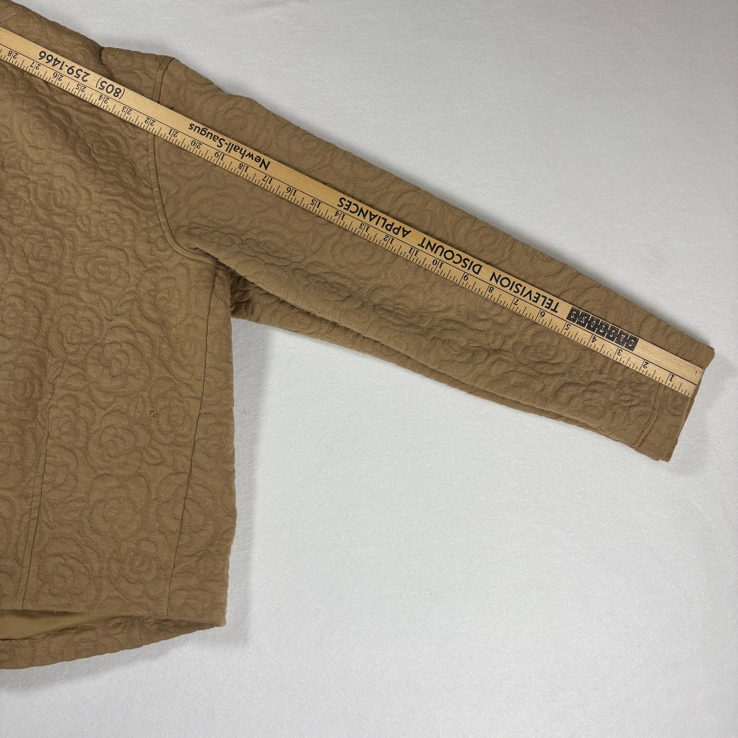 Isaac Mizrahi Live Jacket Women’s Quilted Floral Button Front Tan Coat M