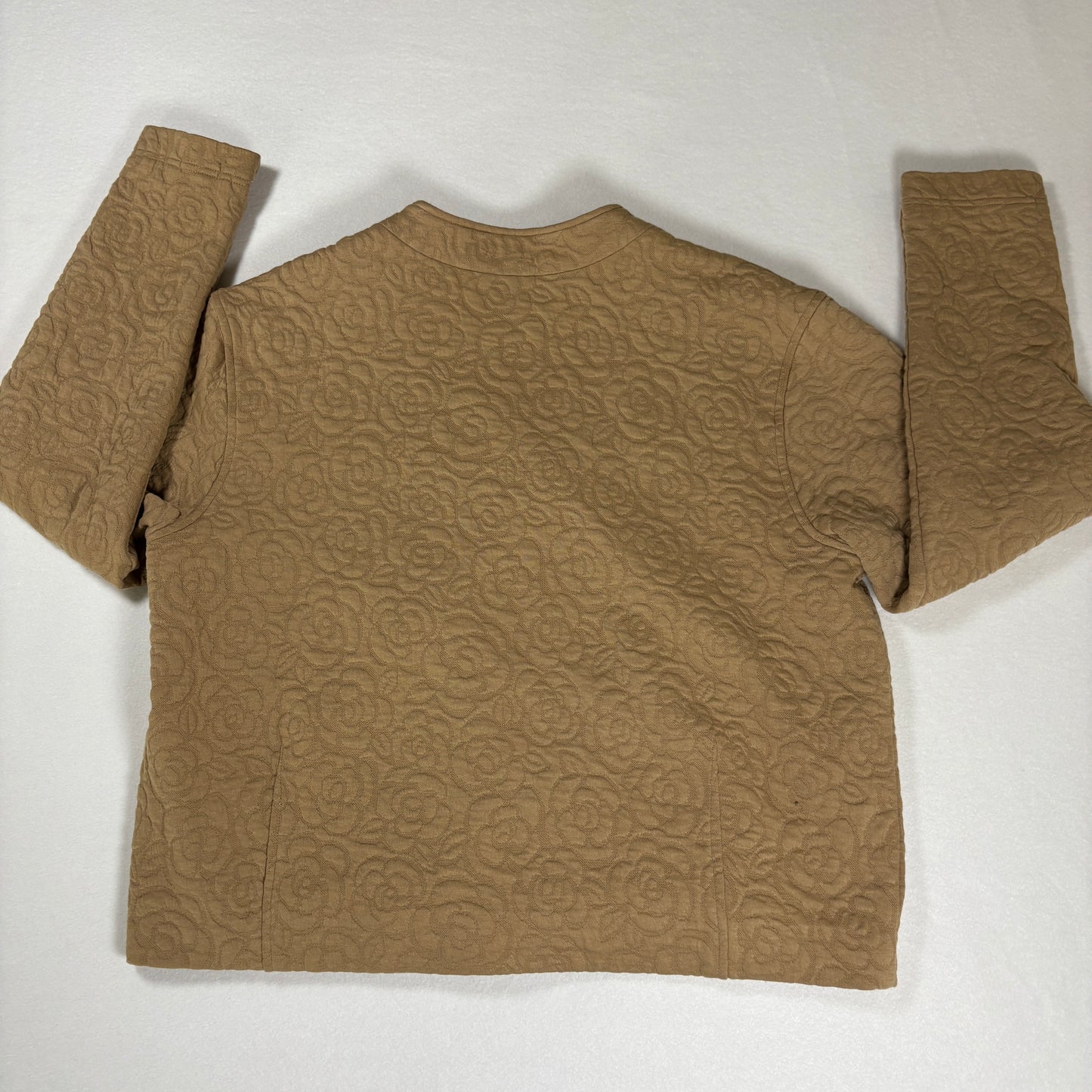 Isaac Mizrahi Live Jacket Women’s Quilted Floral Button Front Tan Coat M