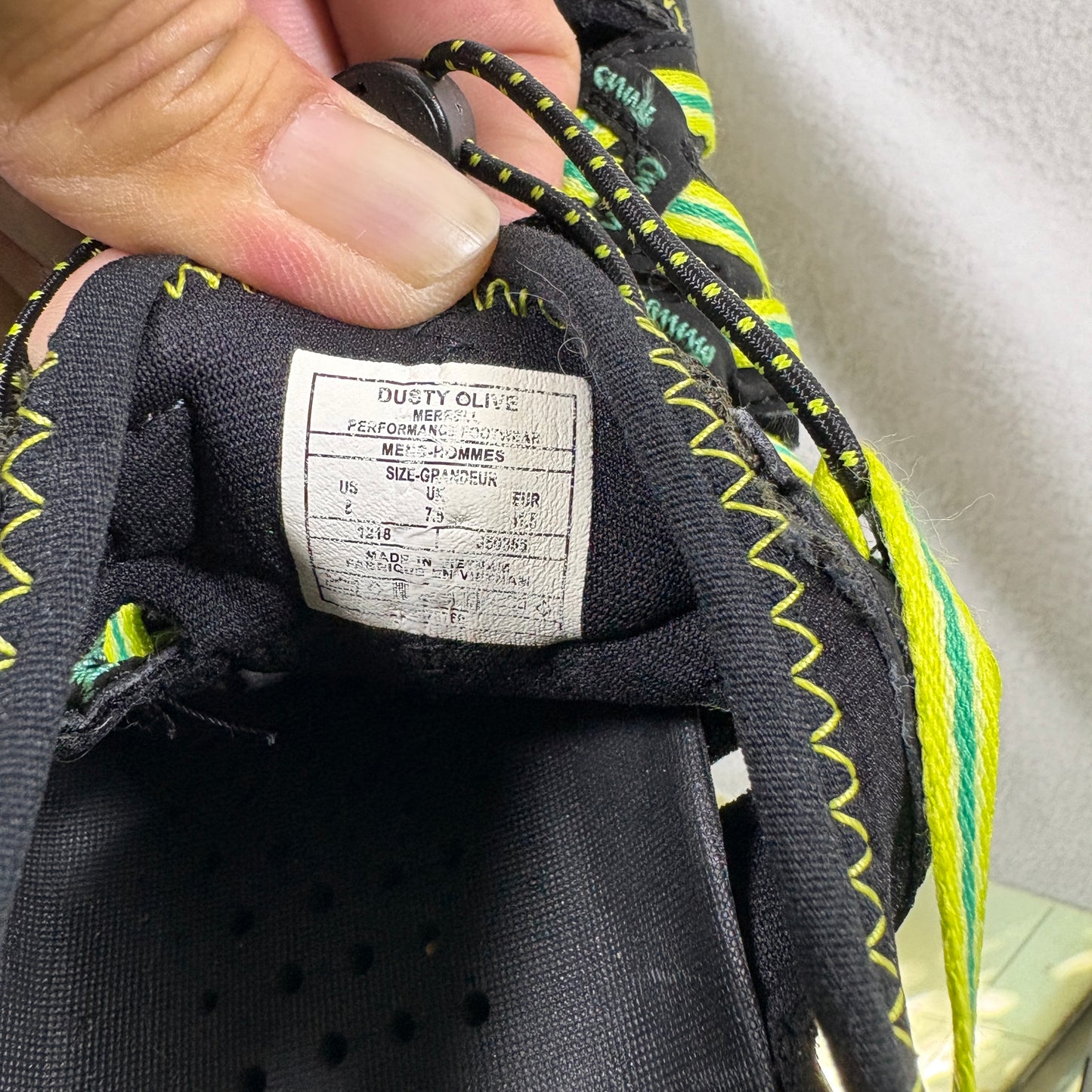 Merrell Mens Water Hiking Sandals 7.5 Black Green Vibram Sole Outdoor Sport Shoe