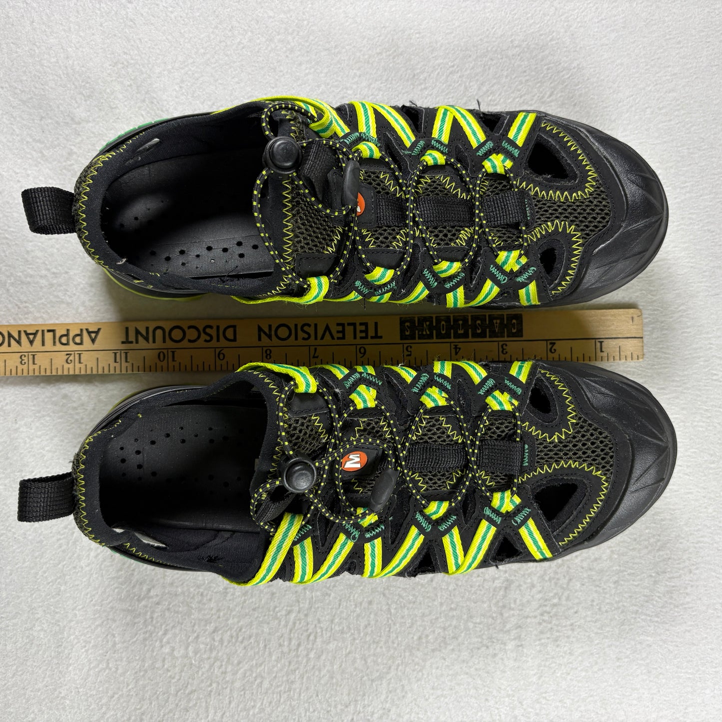 Merrell Mens Water Hiking Sandals 7.5 Black Green Vibram Sole Outdoor Sport Shoe