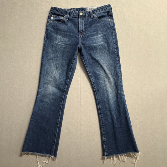 AG Adriano Goldschmied Raw Hem Flare Jeans 26R Fits Like 28x24 Boho Y2K