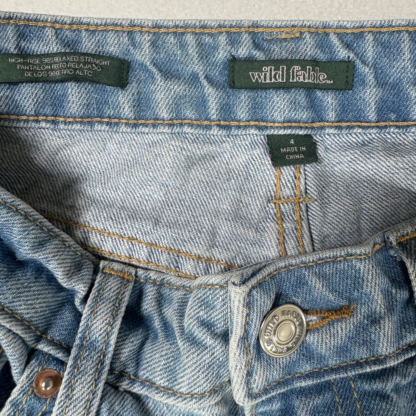 Wild Fable Jeans Women’s High Rise Patchwork Baggy Relaxed Straight Size 4