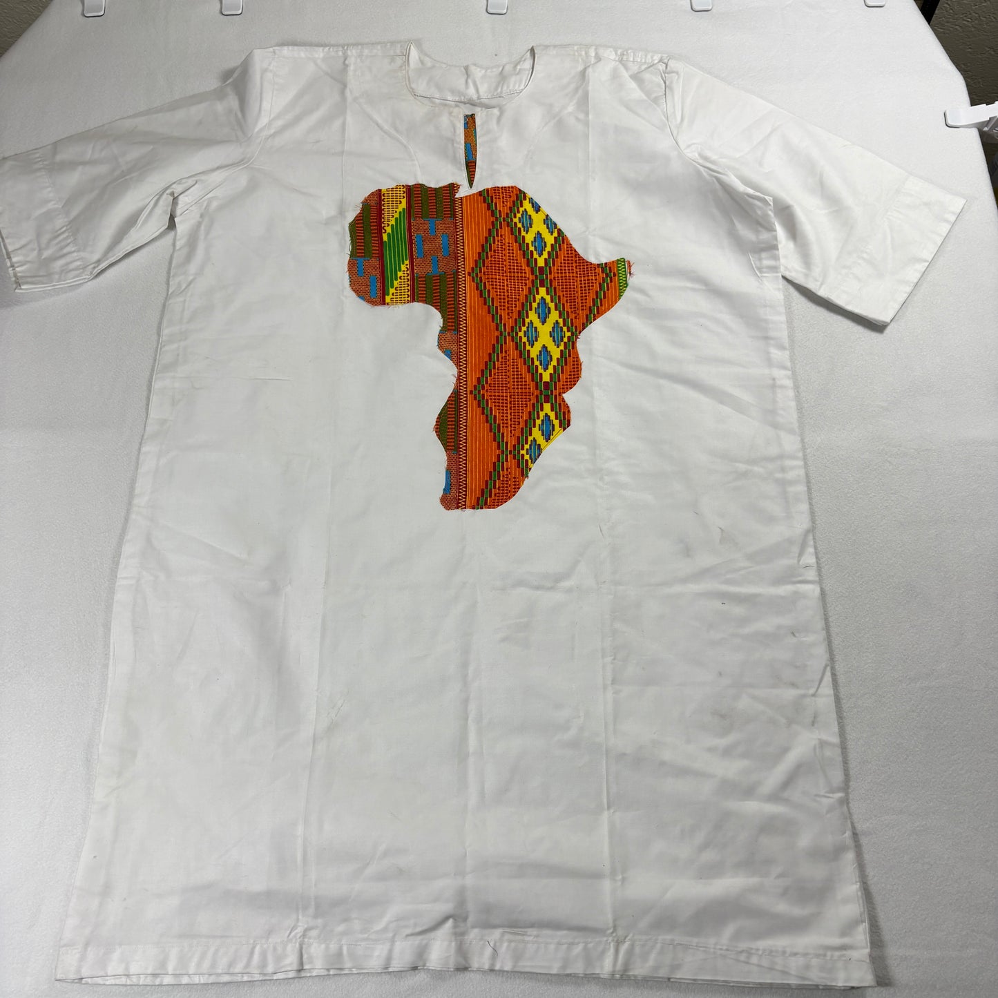 African Print T Shirt Unisex Large White Map Graphic Vintage Streetwear Tee 90s!