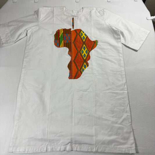 African Print T Shirt Unisex Large White Map Graphic Vintage Streetwear Tee 90s!
