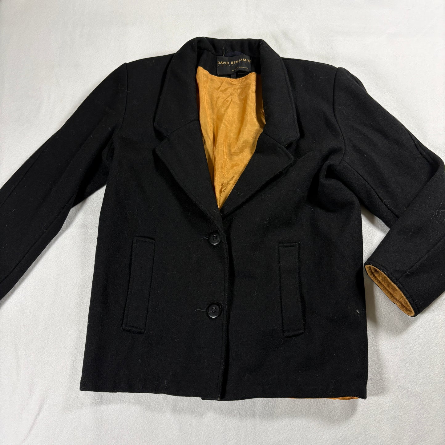 David Benjamin Jacket Womens 6 Black Wool Blazer Minimalist Vintage Classic Fit