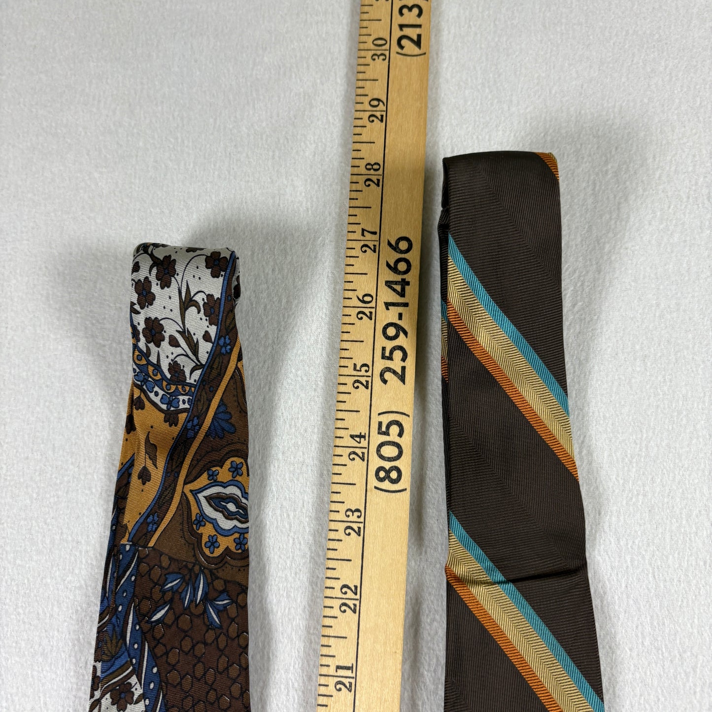 Lot of 2 Vintage Men’s Neckties Pierre Cardin Paisley & Striped Brown 57”