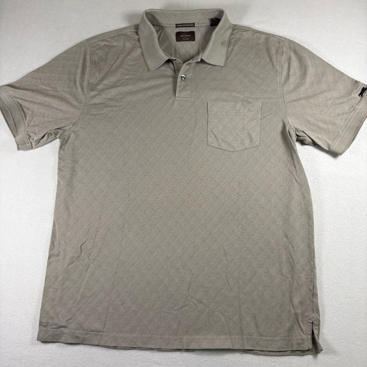 Greg Norman for Tasso Elba Men’s Polo Shirt Beige Diamond Pattern Size L Golf Casual