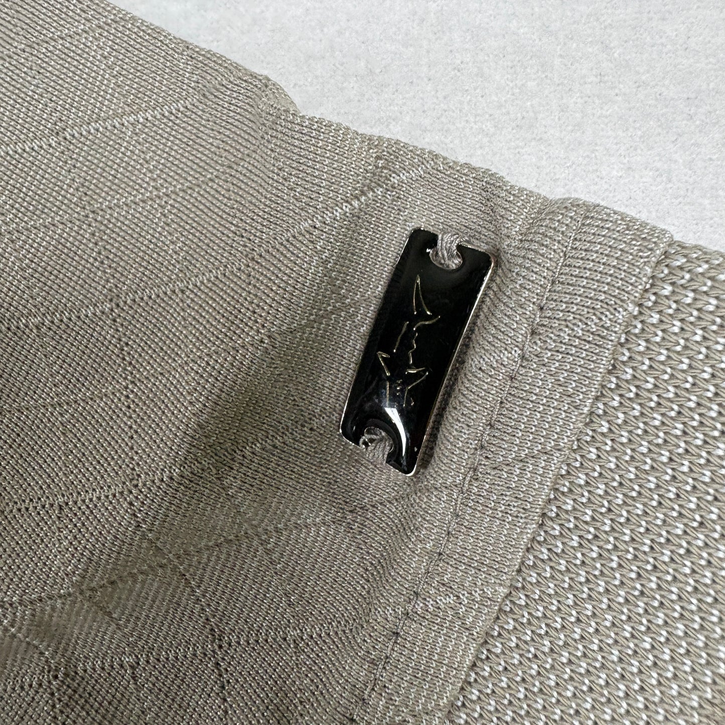 Greg Norman for Tasso Elba Men’s Polo Shirt Beige Diamond Pattern Size L Golf Casual