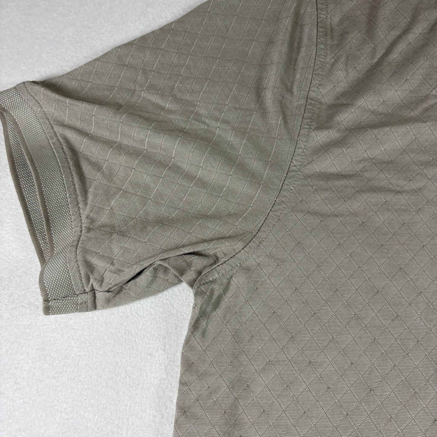 Greg Norman for Tasso Elba Men’s Polo Shirt Beige Diamond Pattern Size L Golf Casual