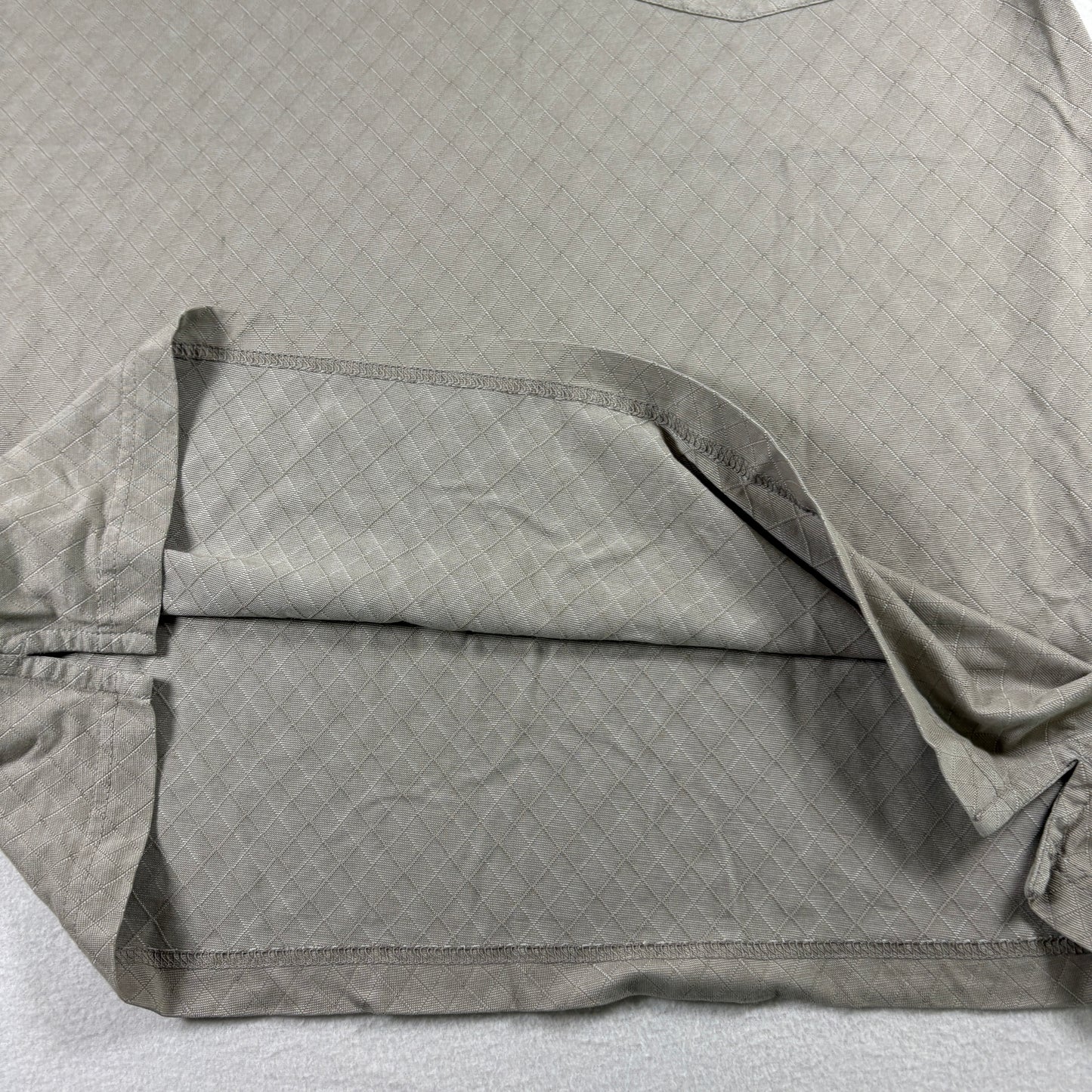 Greg Norman for Tasso Elba Men’s Polo Shirt Beige Diamond Pattern Size L Golf Casual