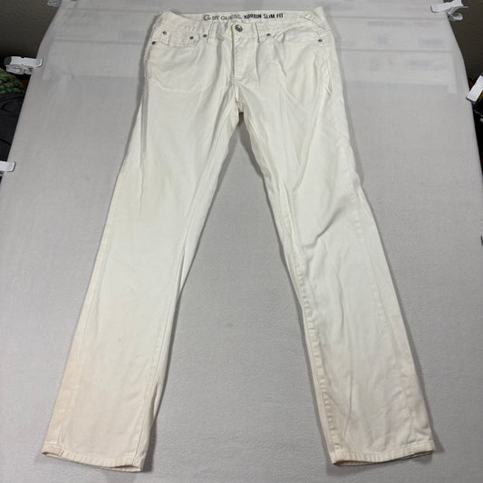 Guess Mens White Jeans Size 33x32 Korbin Slim Fit Stretch Denim Pants Casual