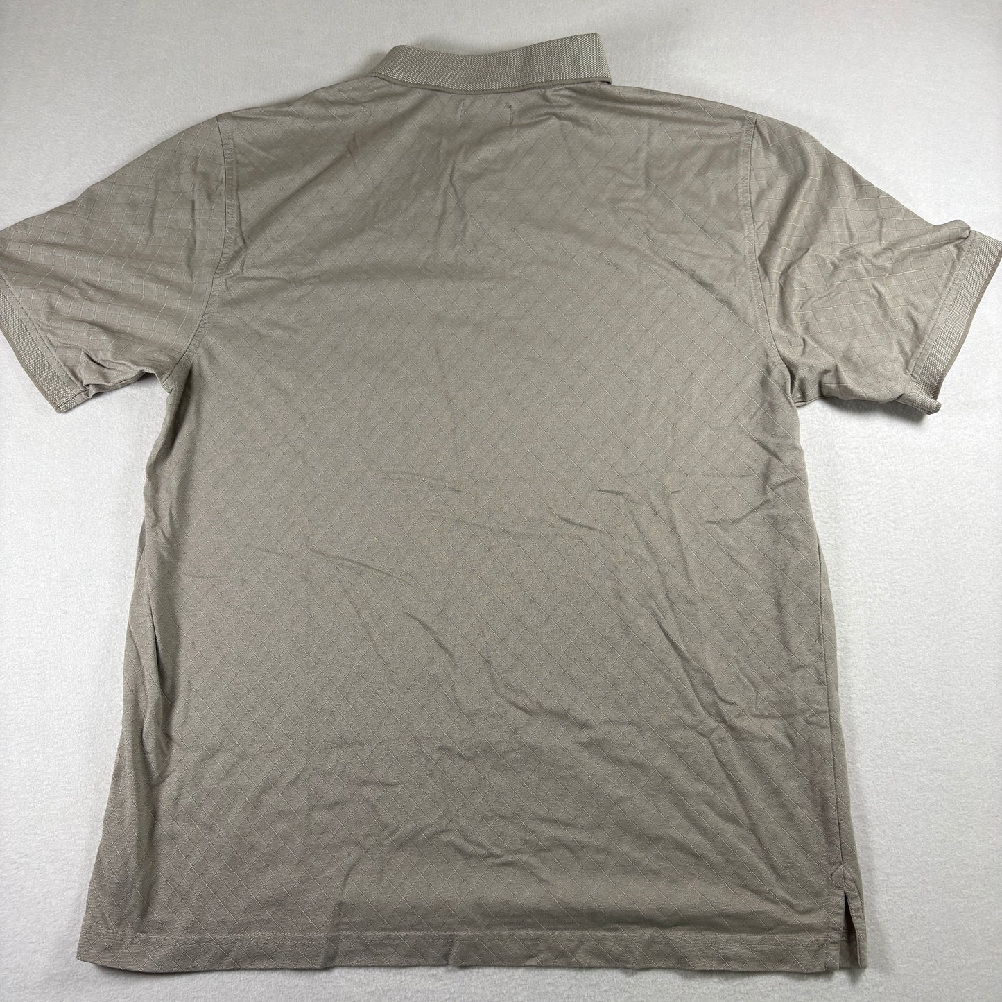 Greg Norman for Tasso Elba Men’s Polo Shirt Beige Diamond Pattern Size L Golf Casual