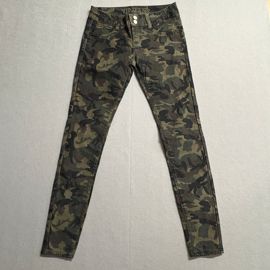 Y2K Camo Skinny Jeans VIP Womens 5/6 Fits Like 28x30 Stretch Low Rise