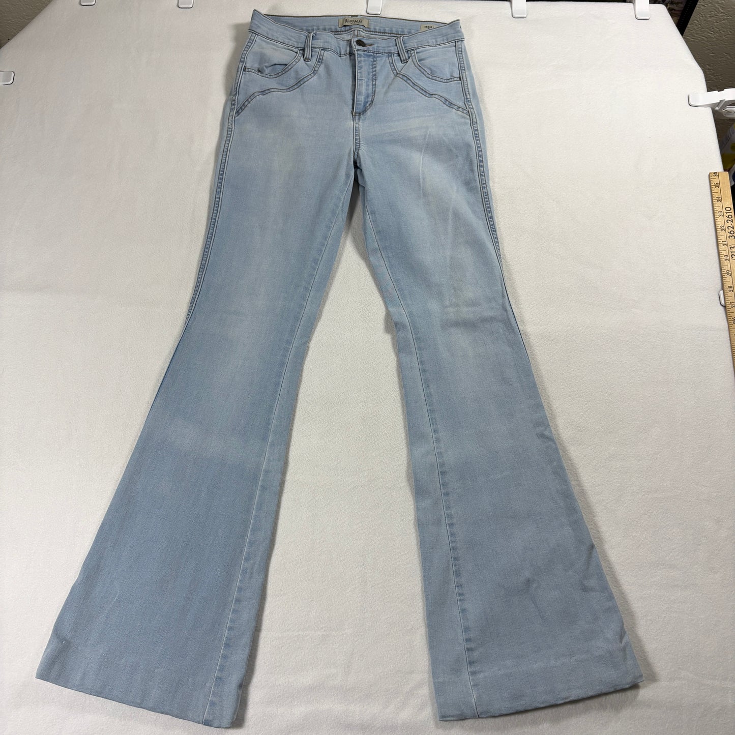 Buffalo Jeans Women 28 Light Wash High Rise Flare Stretch Denim Y2K Retro Iconic
