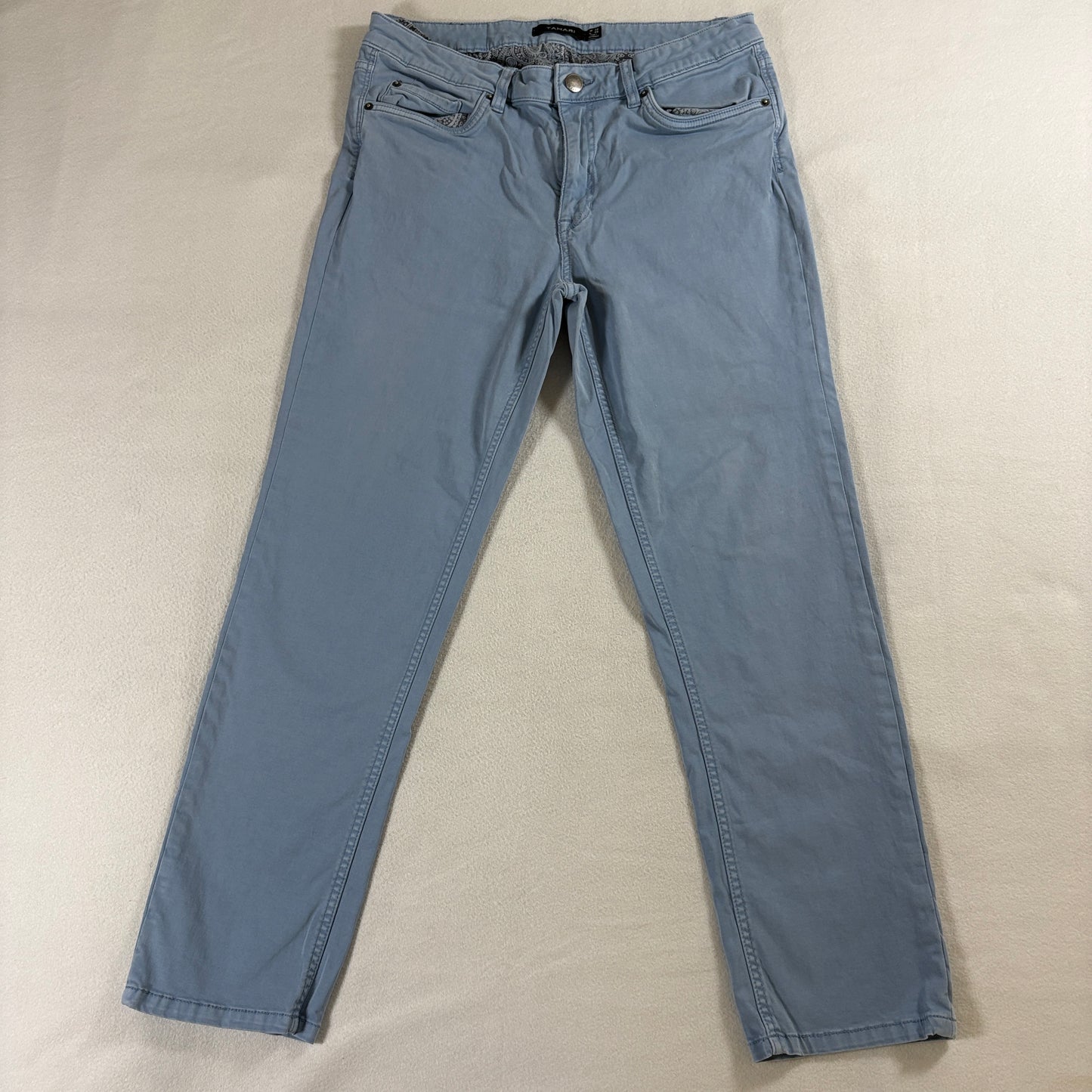 Mens Slim Chino Pants Tahari Tag 32x29 Fits Like 32 X 27 Blue Stretch Casual