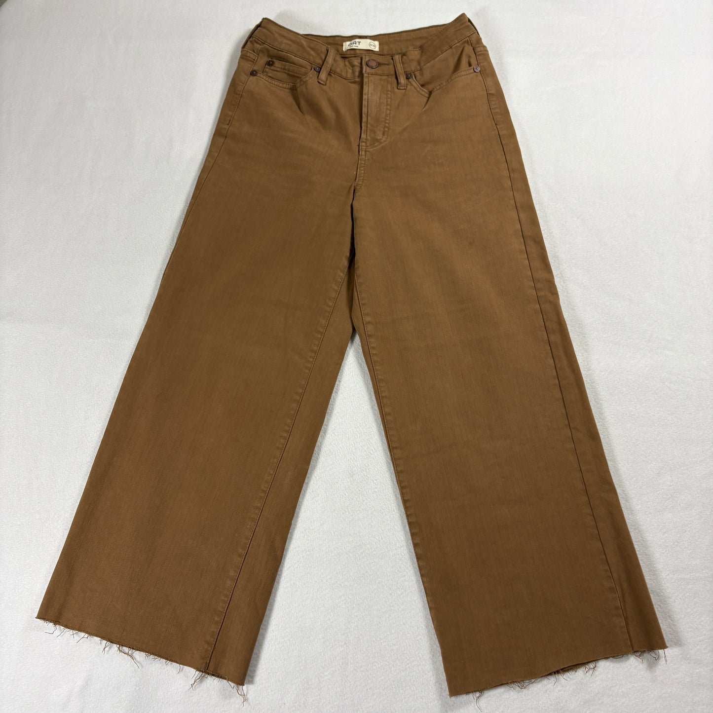 OAT Pants Womens 25 Brown Cropped Straight Raw Hem Minimalist Vintage Chic Fit!