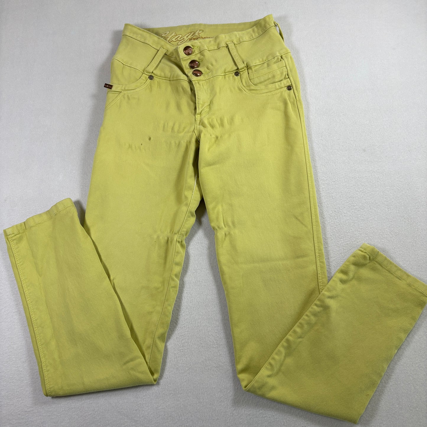 Stage Womens Jeans Size 10 Yellow High Rise Y2K Vintage Denim Straight Leg