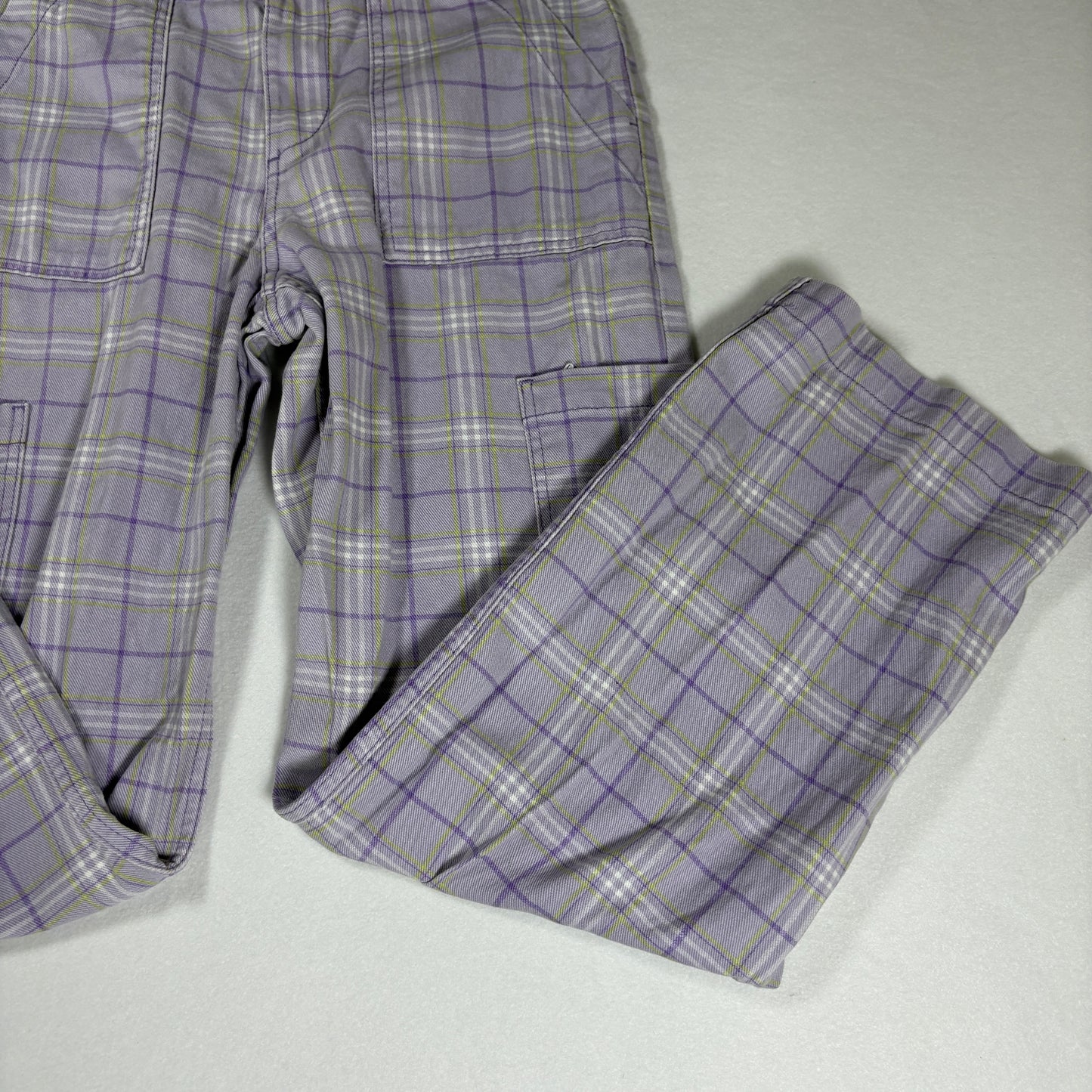 H&M Pants Women’s Plaid Baggy Cargo Wide Leg Streetwear Purple Size 4