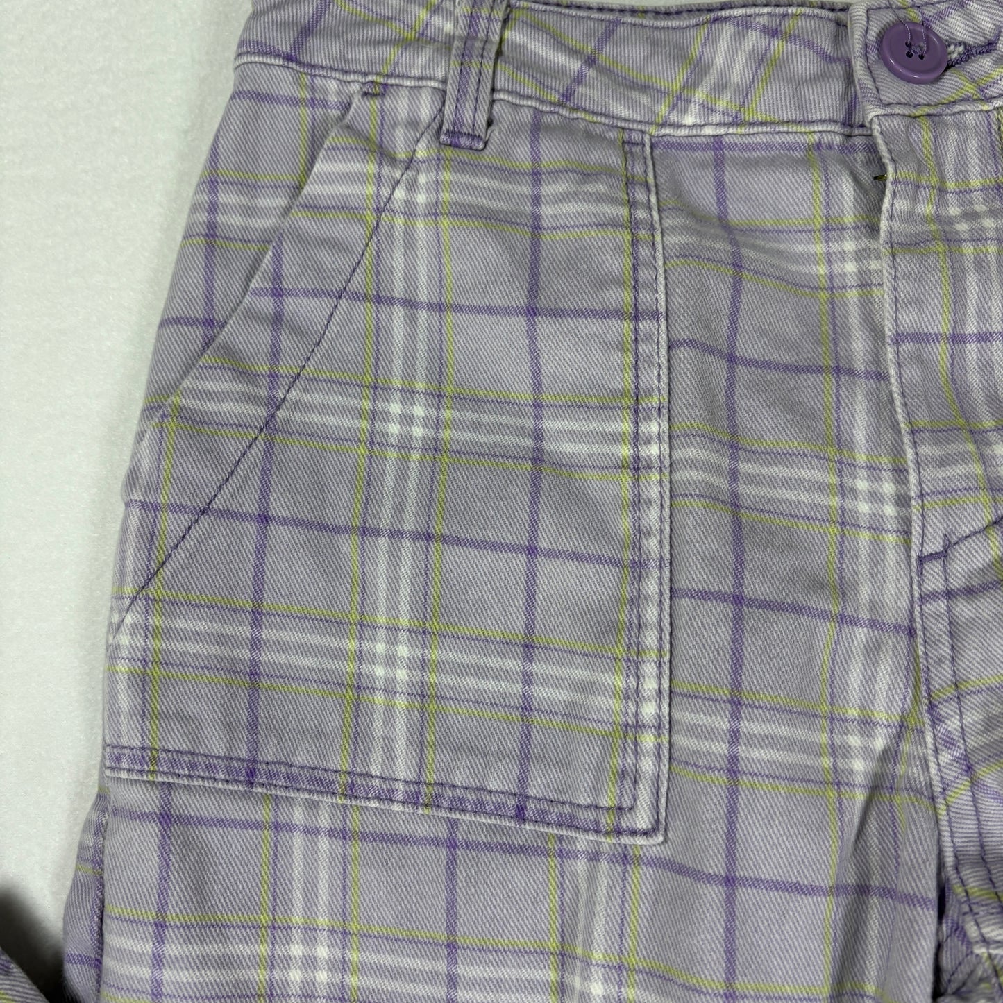 H&M Pants Women’s Plaid Baggy Cargo Wide Leg Streetwear Purple Size 4