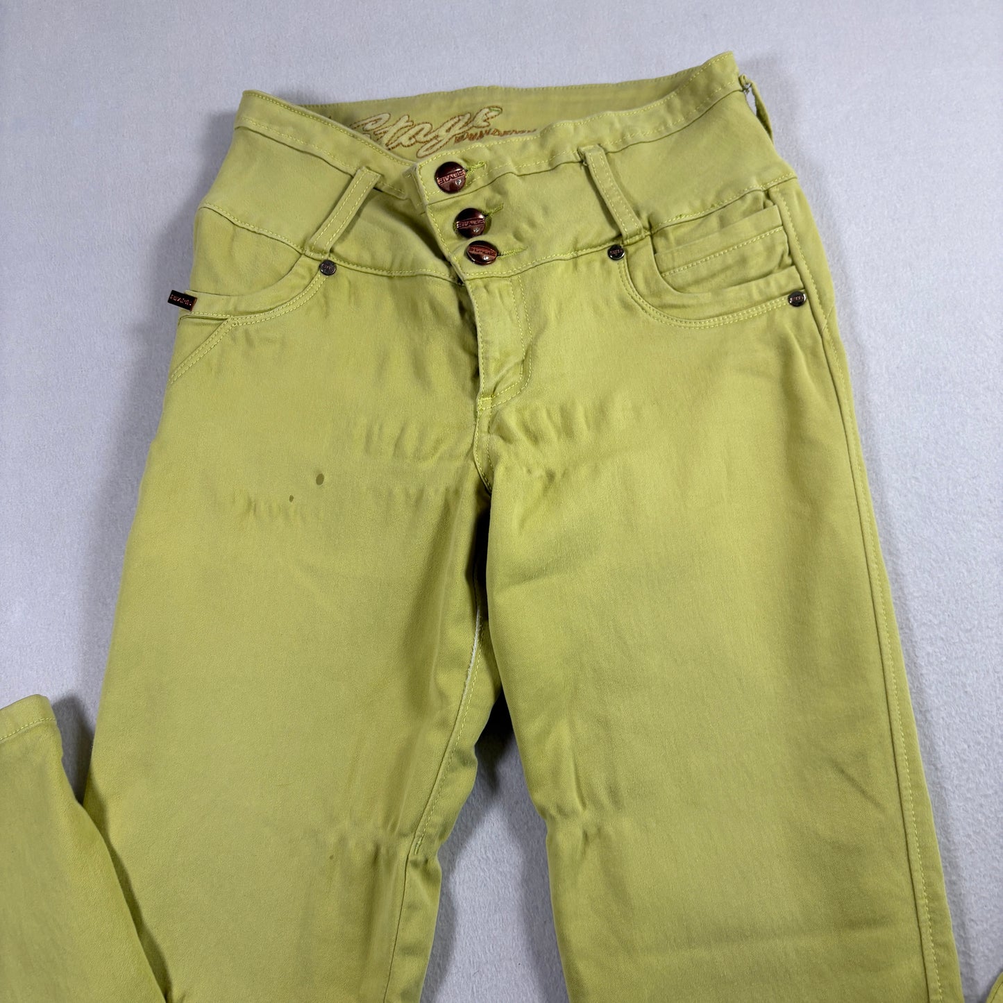 Stage Womens Jeans Size 10 Yellow High Rise Y2K Vintage Denim Straight Leg