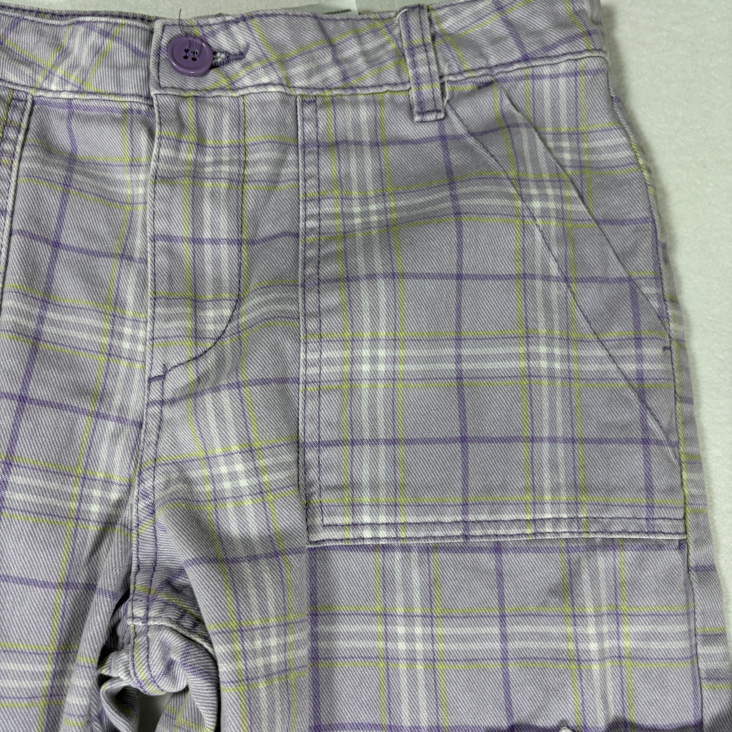 H&M Pants Women’s Plaid Baggy Cargo Wide Leg Streetwear Purple Size 4