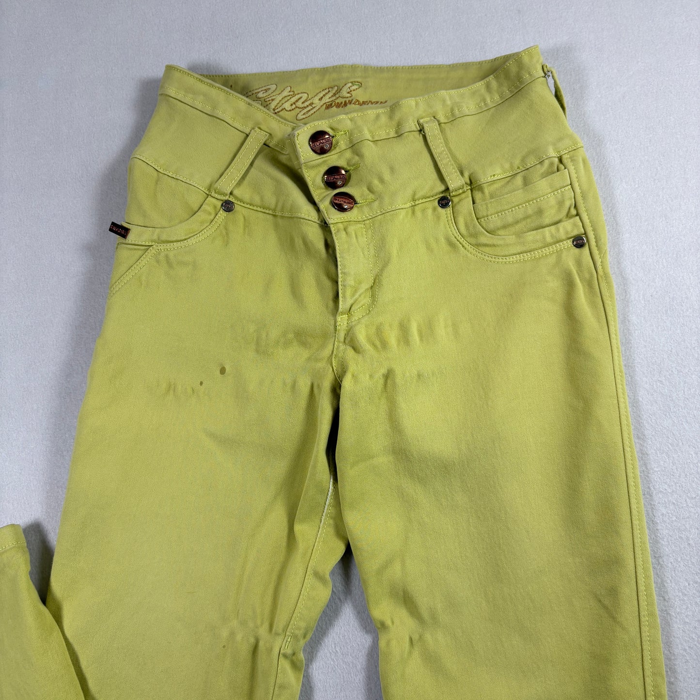 Stage Womens Jeans Size 10 Yellow High Rise Y2K Vintage Denim Straight Leg