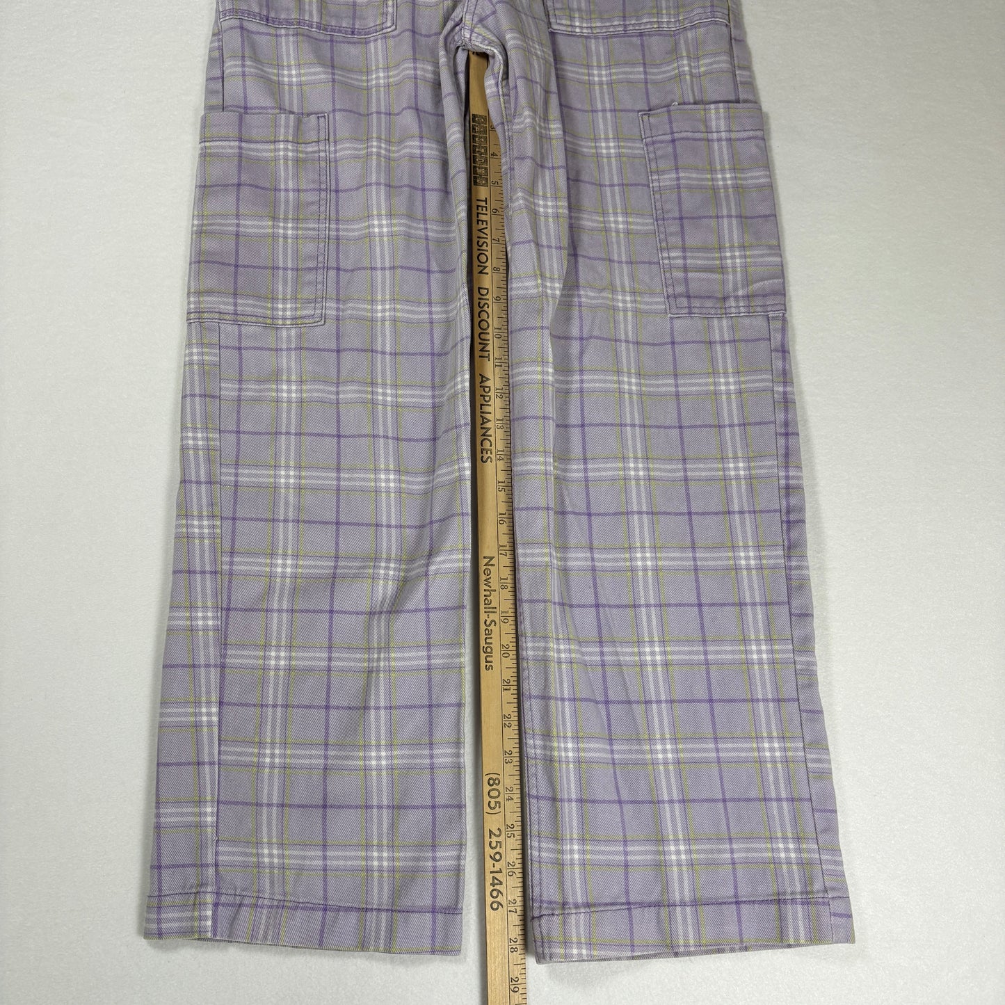 H&M Pants Women’s Plaid Baggy Cargo Wide Leg Streetwear Purple Size 4