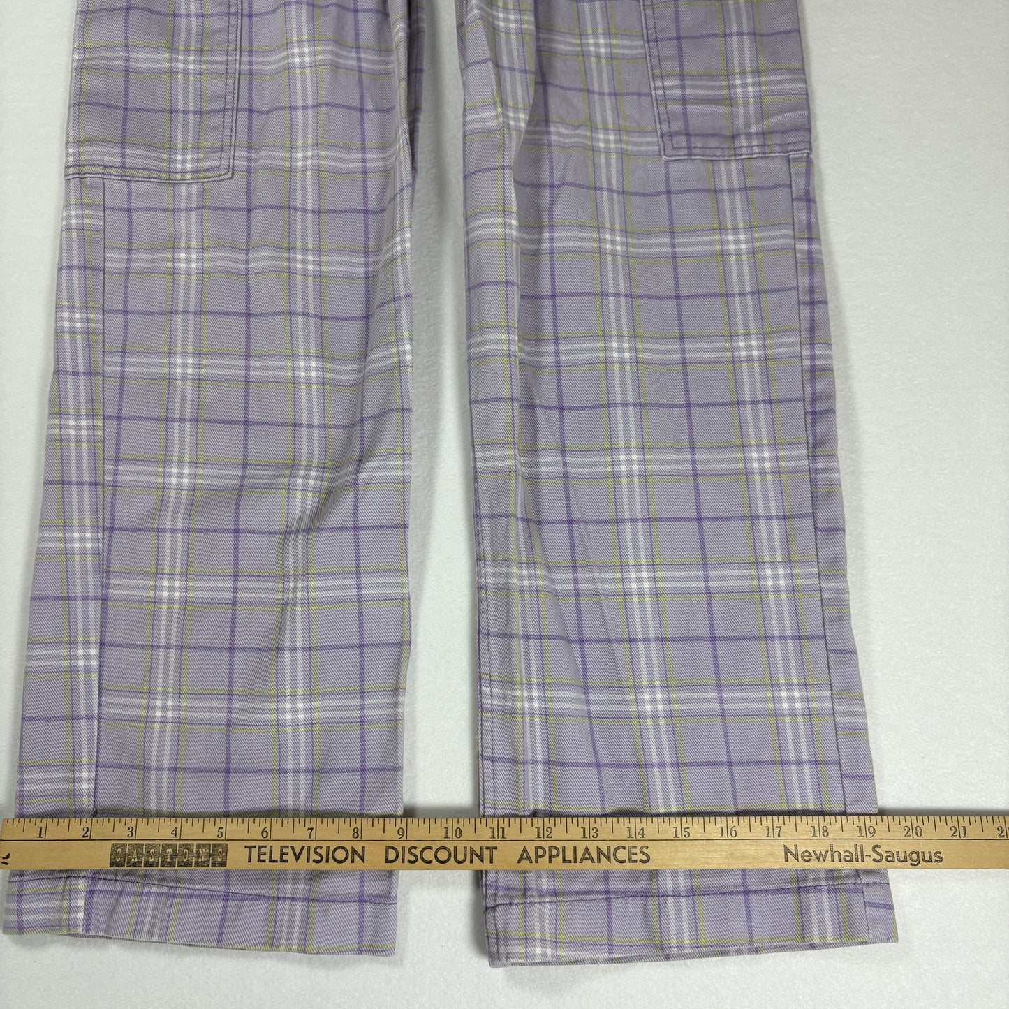 H&M Pants Women’s Plaid Baggy Cargo Wide Leg Streetwear Purple Size 4