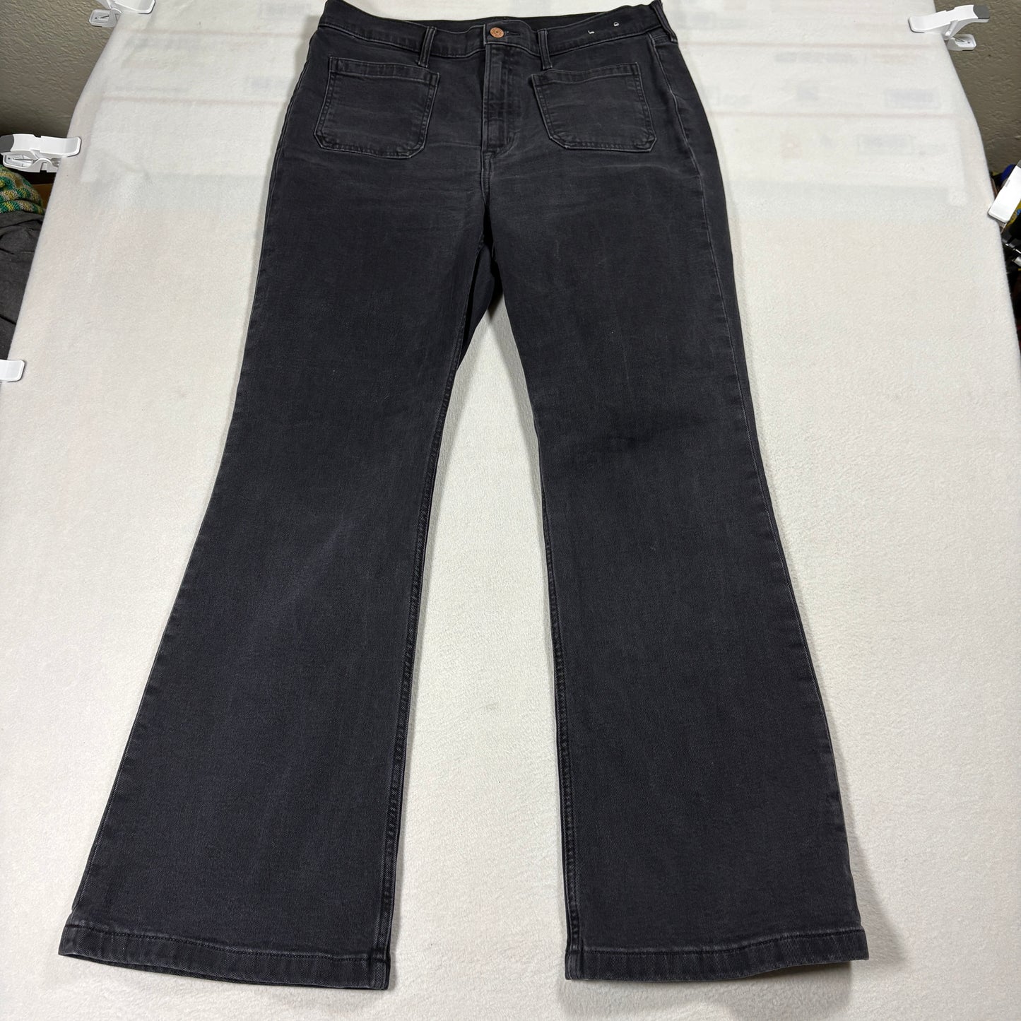 GAP 70s Flare Jeans Womens 14R High Rise Black Denim Retro Y2K Wide Leg