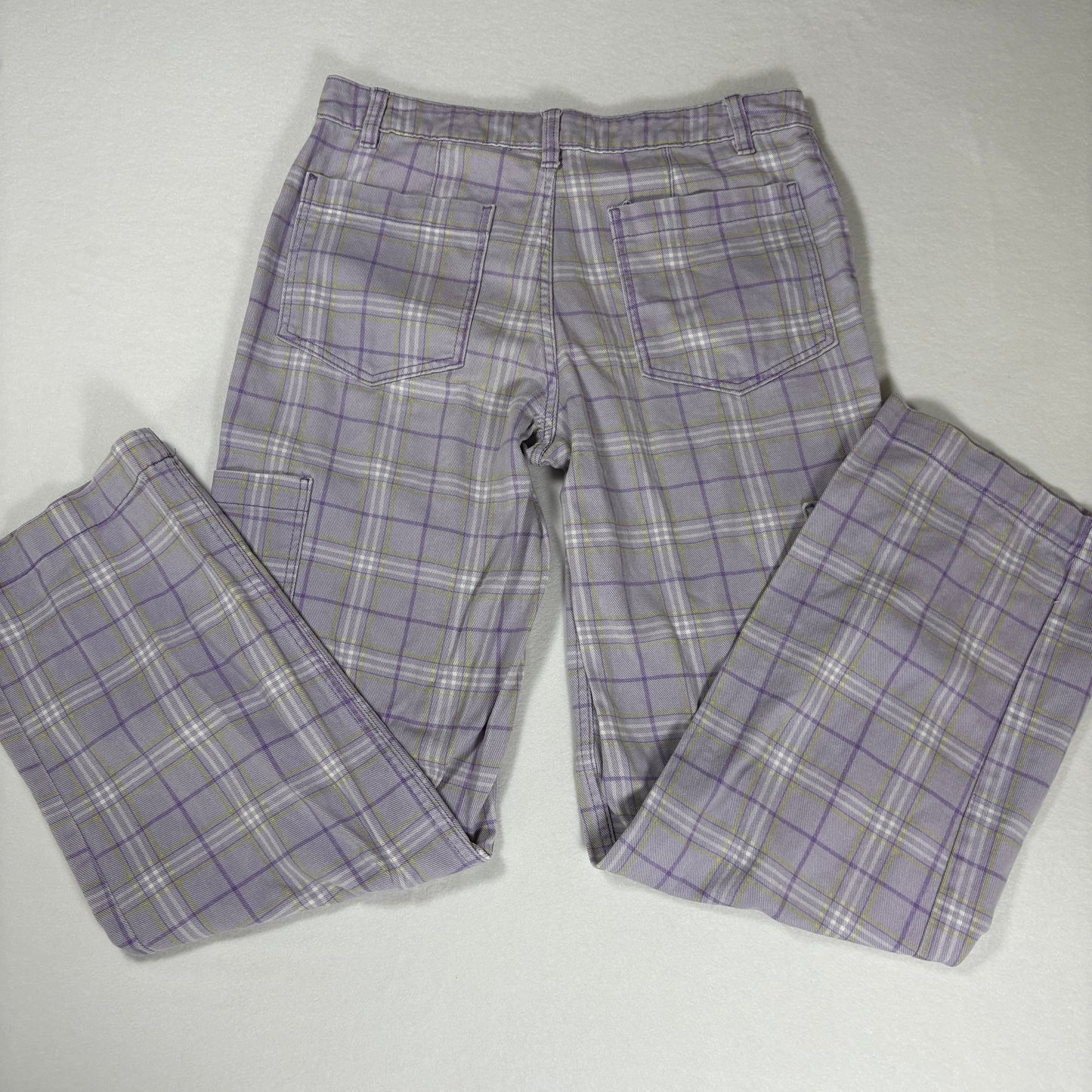 H&M Pants Women’s Plaid Baggy Cargo Wide Leg Streetwear Purple Size 4
