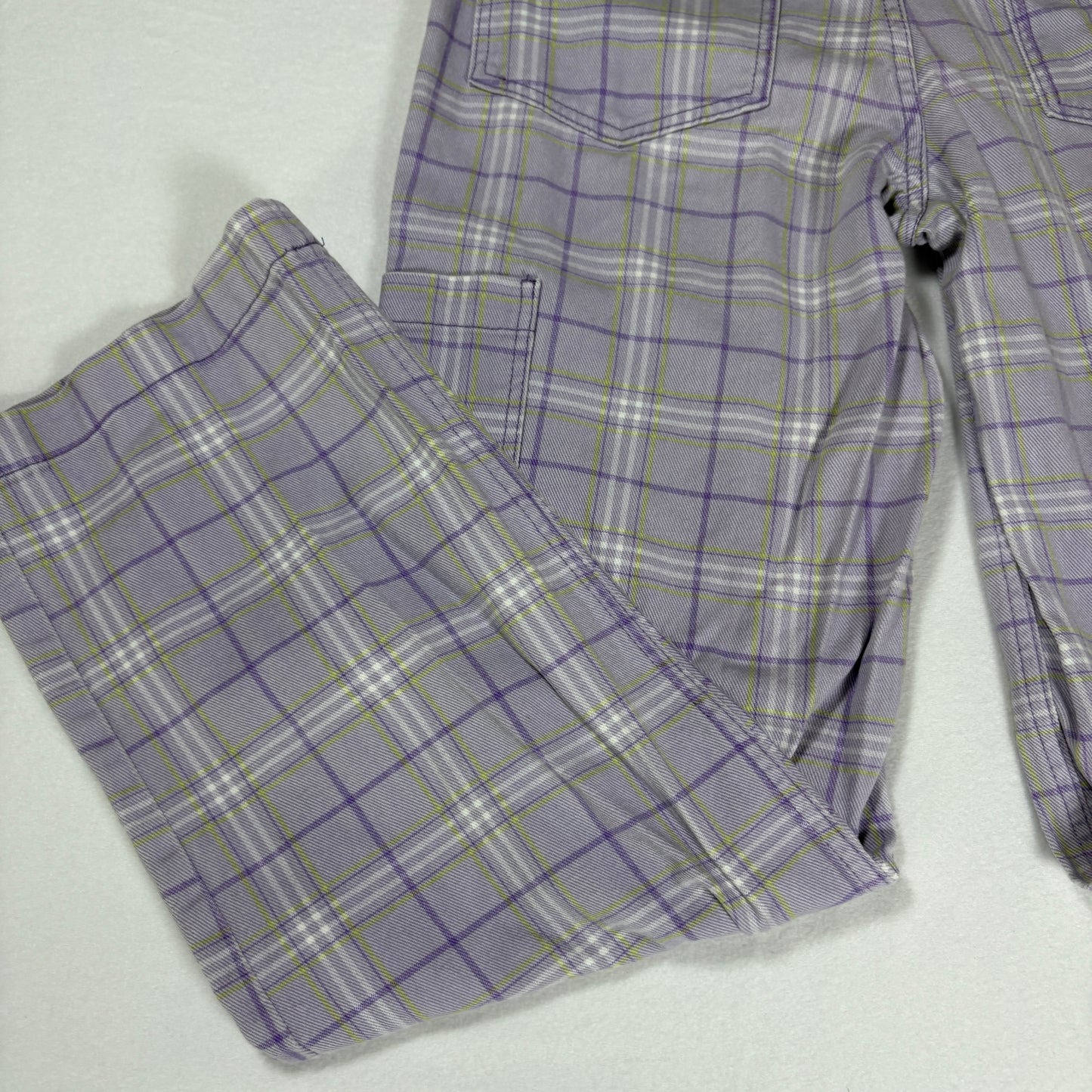 H&M Pants Women’s Plaid Baggy Cargo Wide Leg Streetwear Purple Size 4