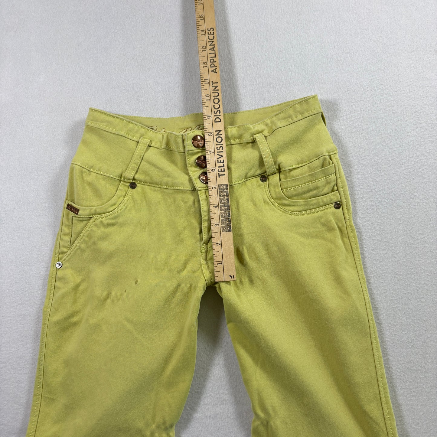 Stage Womens Jeans Size 10 Yellow High Rise Y2K Vintage Denim Straight Leg