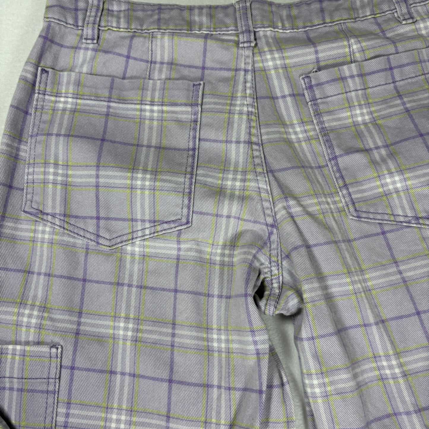 H&M Pants Women’s Plaid Baggy Cargo Wide Leg Streetwear Purple Size 4