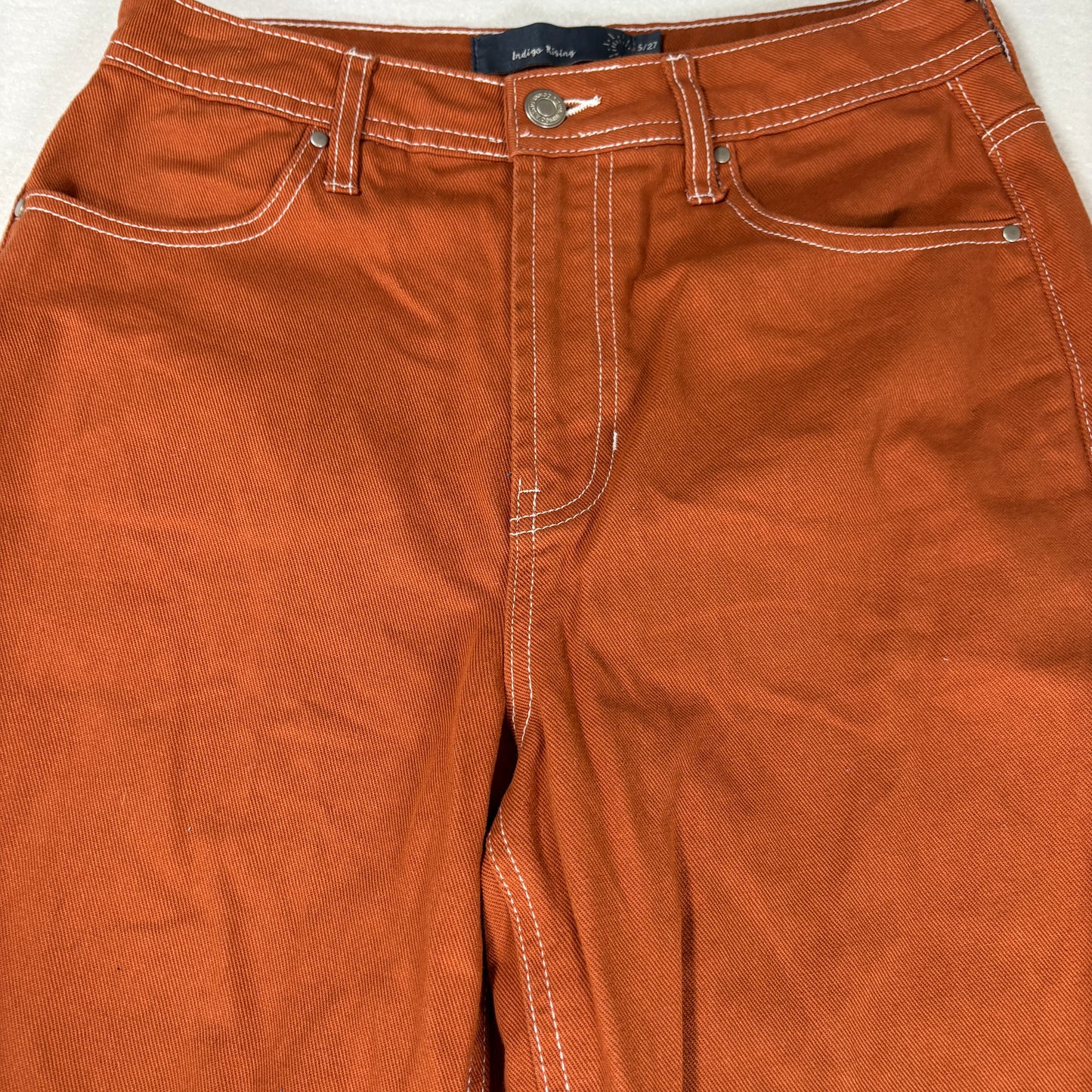 Indigo Rising Pants Women’s Carpenter Wide Leg Brown Orange Workwear Size 5/27