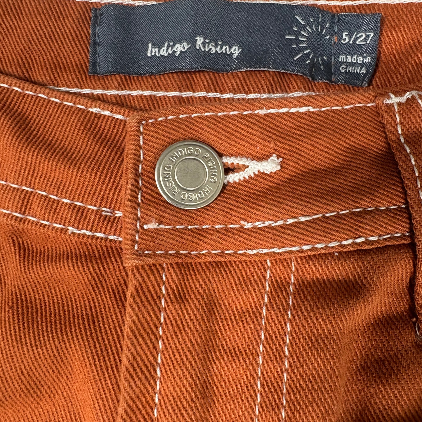 Indigo Rising Pants Women’s Carpenter Wide Leg Brown Orange Workwear Size 5/27