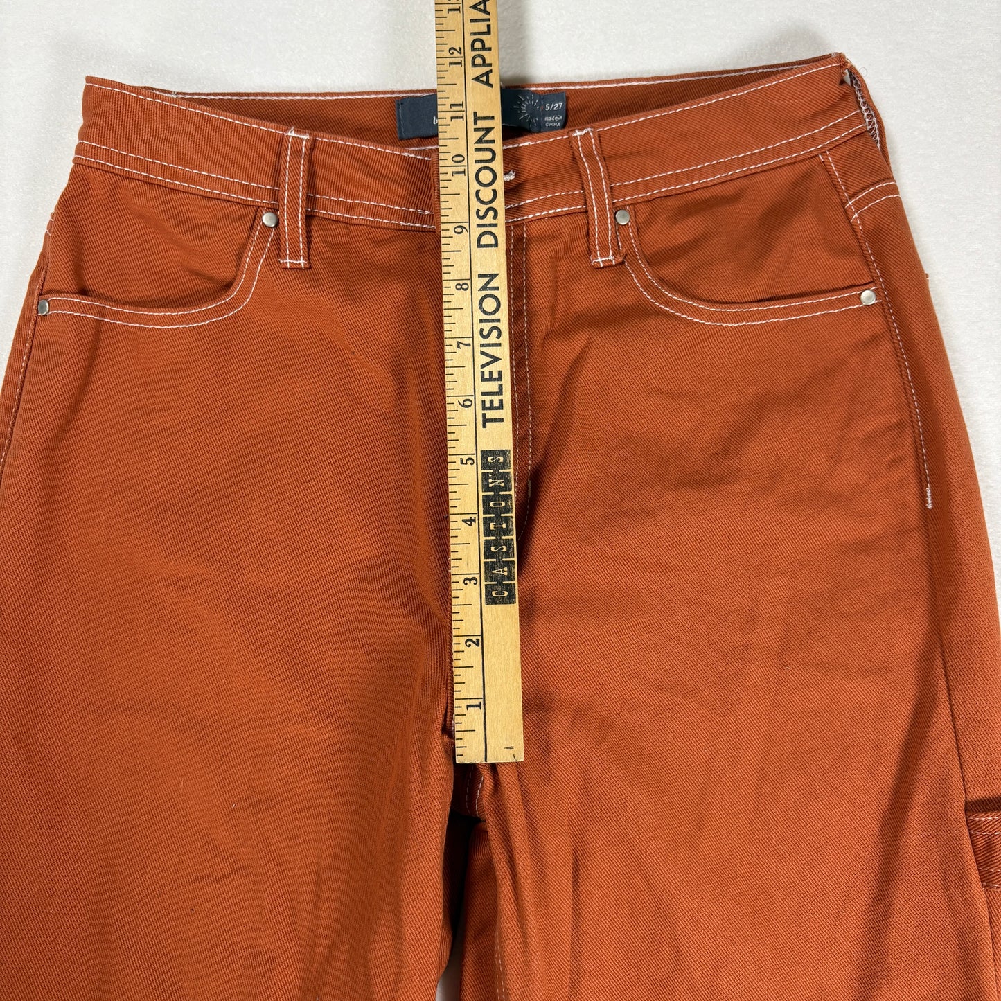 Indigo Rising Pants Women’s Carpenter Wide Leg Brown Orange Workwear Size 5/27
