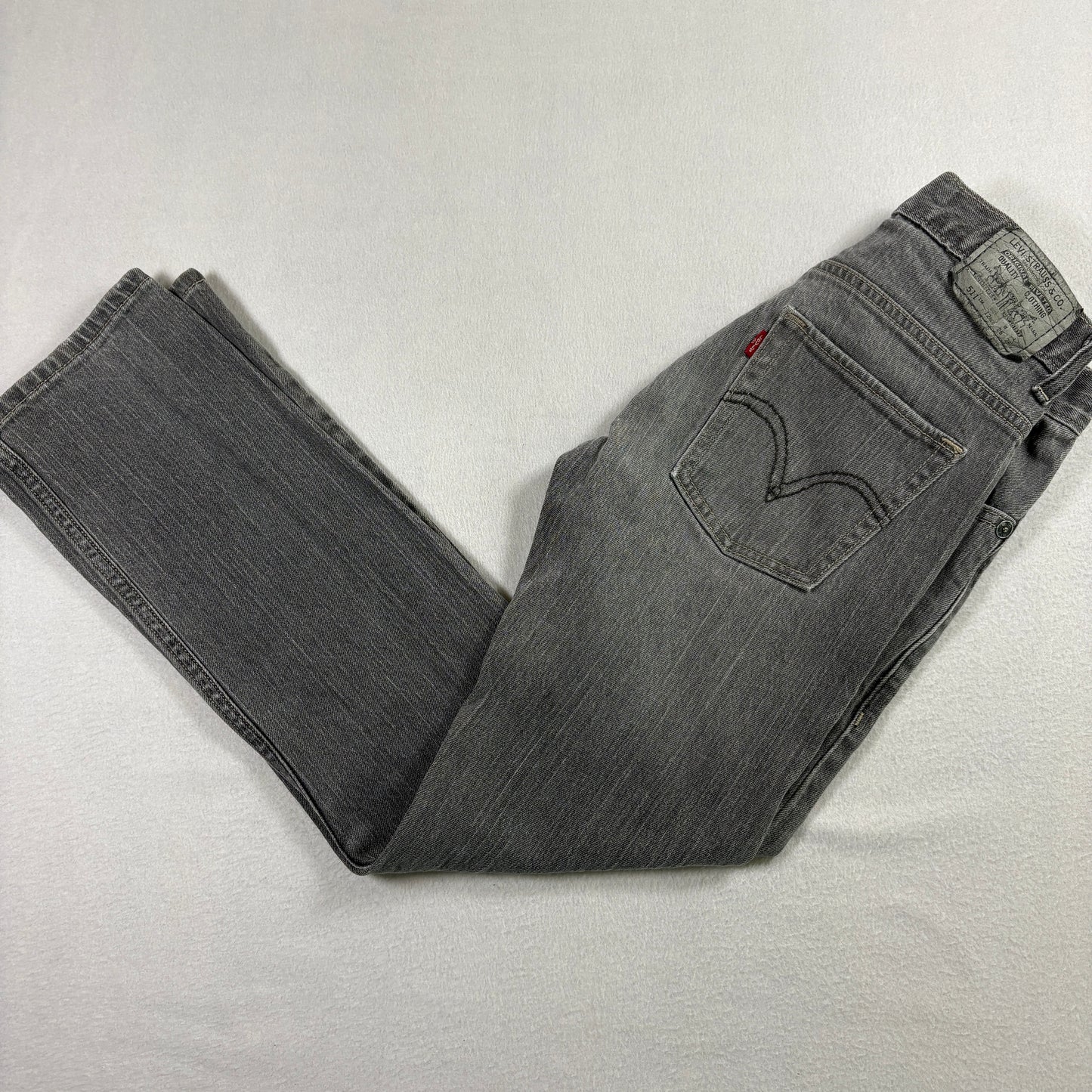 Levis Mens 511 Jeans Size 26x26.5 Gray Skinny Denim Slim Fit Y2K Vintage